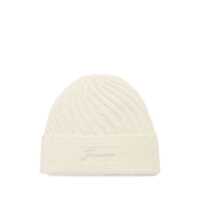 Caciuli 'Le Bonnet Tourni' White Beanie With Turn-Up Brim And Logo Lettering On The Front In Wool Man Barbati