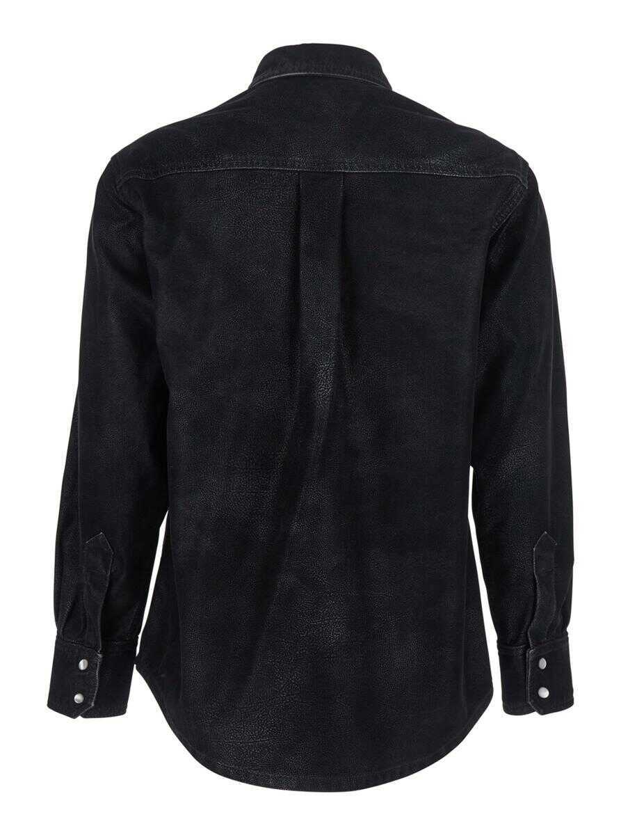 Camasi Isabel Marant Karima Black Shirt With Classic Collar And Two Front Patch Pockets In  Fabric Woman Black Femei (BM 19057806) 2