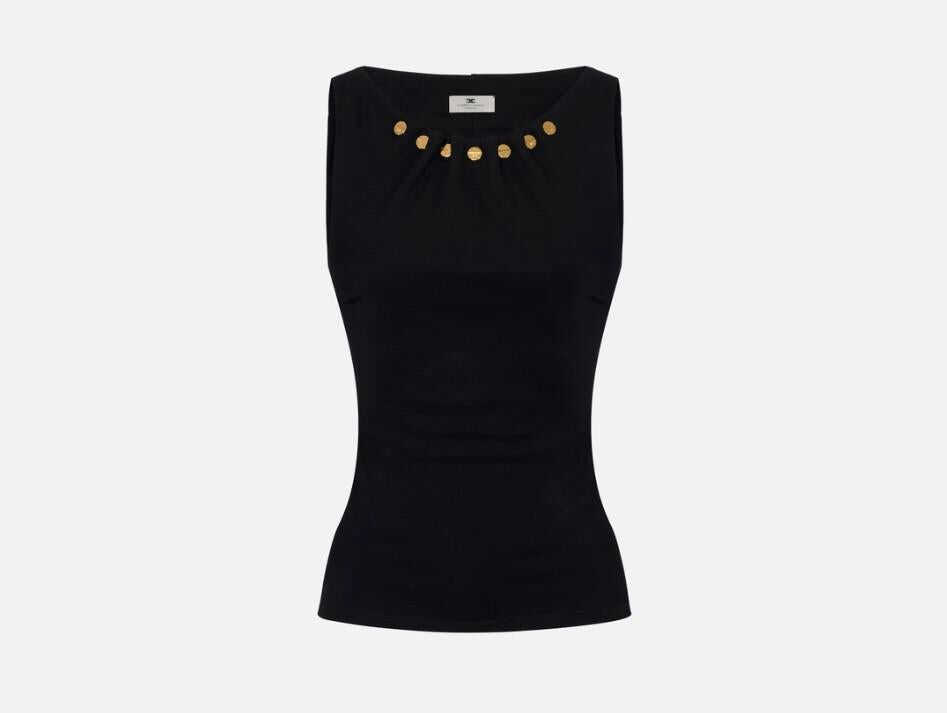 Topuri Elisabetta Franchi Elisabetta Franchi Canottiera Black Femei (BM 19057971) 1