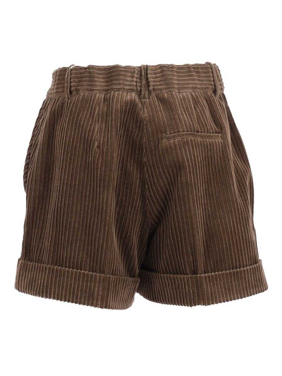 Pantaloni casual P.A.R.O.S.H. P.A.R.O.S.H. Shorts BROWN Femei (BM 19058058) 2