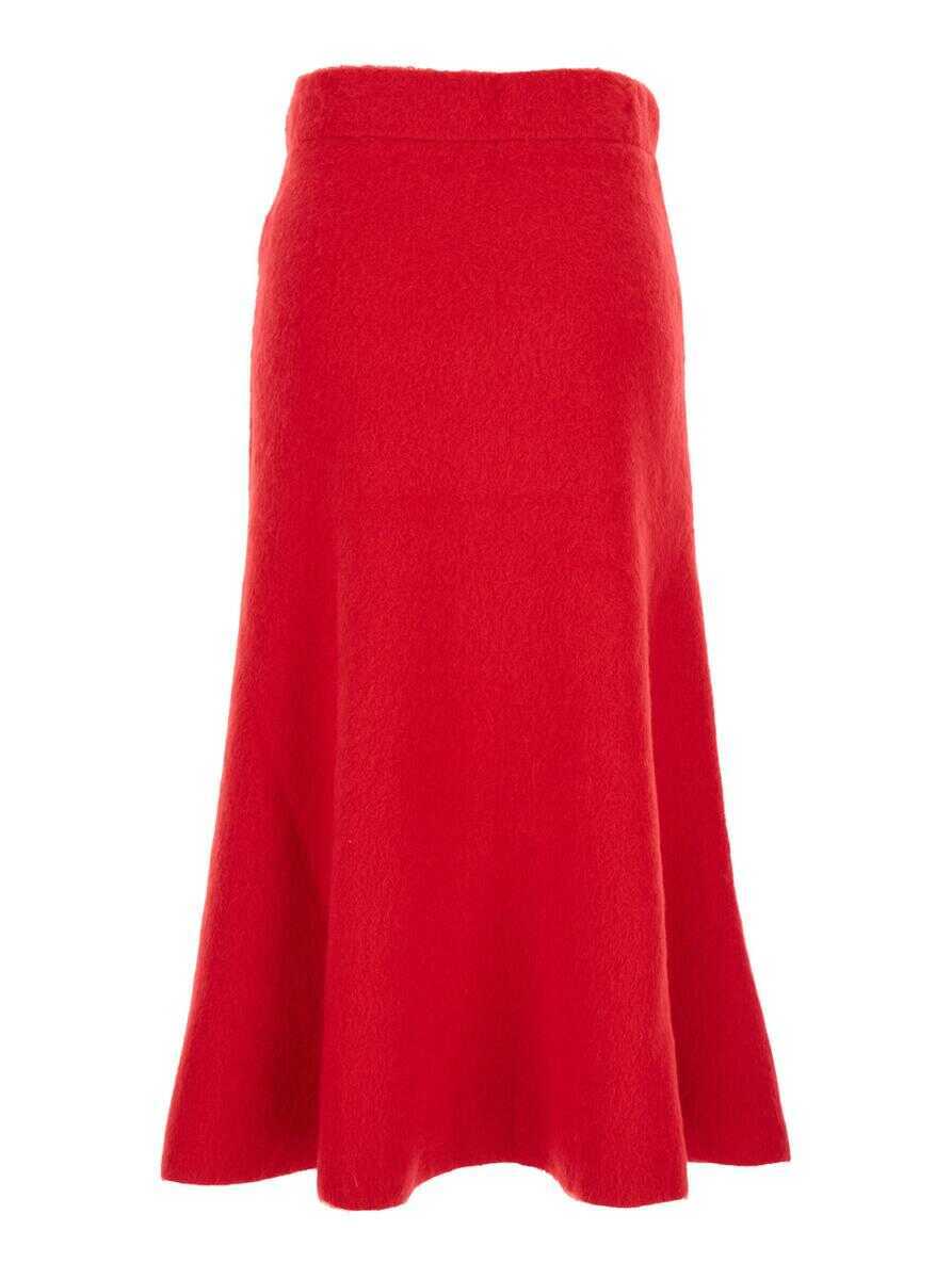 Fuste Fabiana Filippi Red Skirt With Hidden Closure And Brushed Effect In Wool Blend Woman RED Femei (BM 19058865) 2