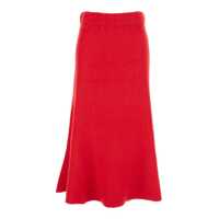 Fuste Red Skirt With Hidden Closure And Brushed Effect In Wool Blend Woman Femei