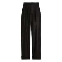 Pantaloni Black Pants With Belt Loops And Cuffed Hem In Wool Man Barbati