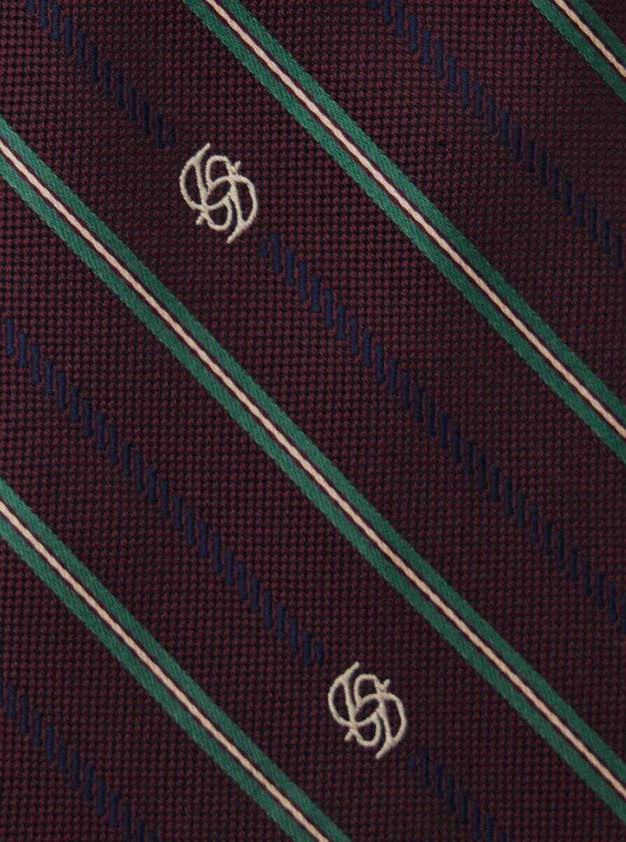 Cravate DRLE DE MONSIEUR La Cravate Rayure Monogramme Bordeaux Tie With All-Over Striped Motif And All-Over Logo Embroidery In Silk Man Red Barbati (BM 19059066) 3