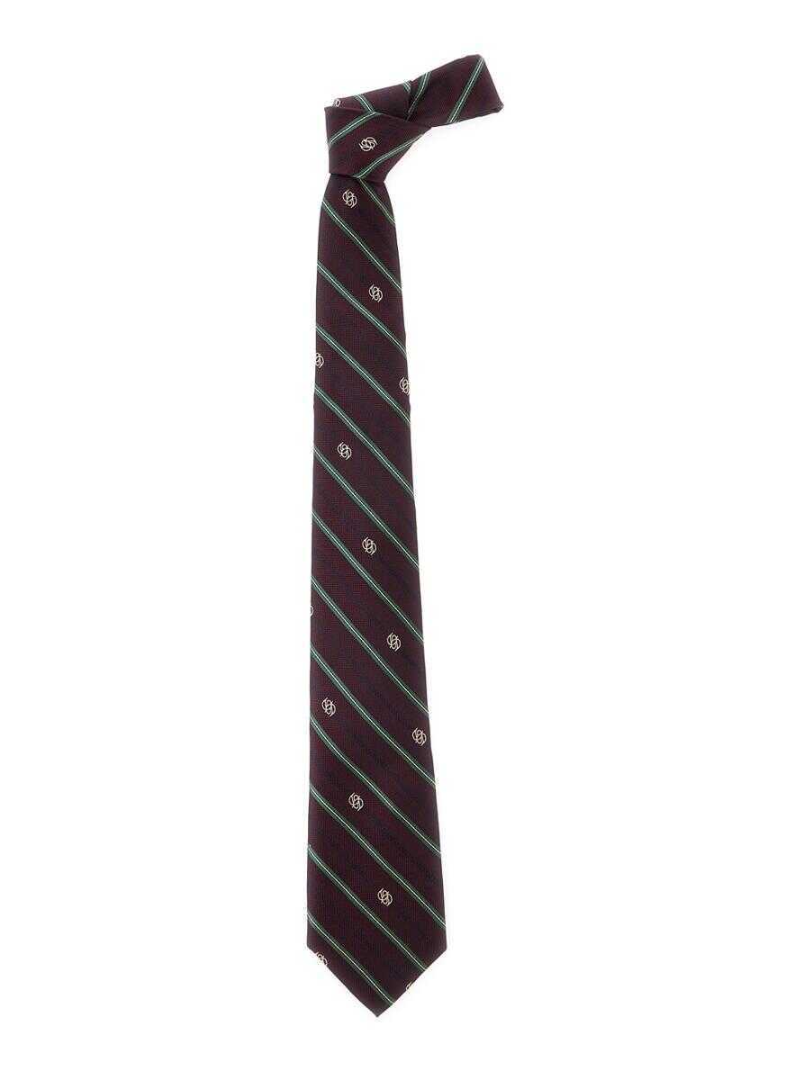 Cravate DRLE DE MONSIEUR La Cravate Rayure Monogramme Bordeaux Tie With All-Over Striped Motif And All-Over Logo Embroidery In Silk Man Red Barbati (BM 19059066) 1