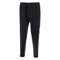 Pantaloni LOW BRAND Black Pants With Elastic Waist In Cotton Man