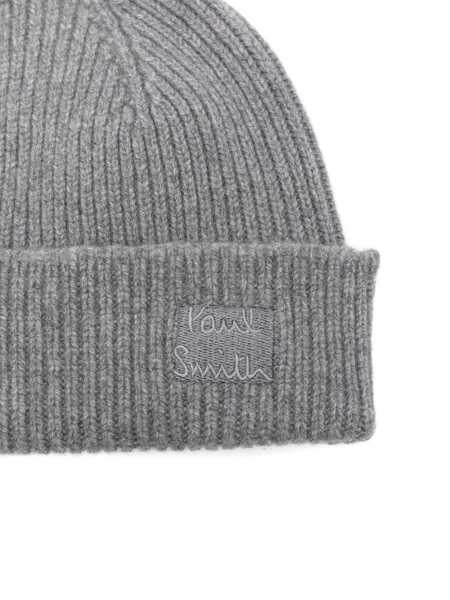 Caciuli Paul Smith Paul Smith Grey Ribbed Wool And Cashmere Beanie With Logo GREY Barbati (BM 19059630) 3