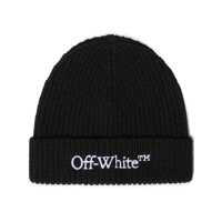 Caciuli Off-White Bookish Classic Knit Beanie Black - Whit Barbati
