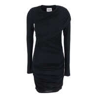 Rochii 'Denise' Black Dress With Round Neckline And Ruffle Design In Fabric Woman Femei