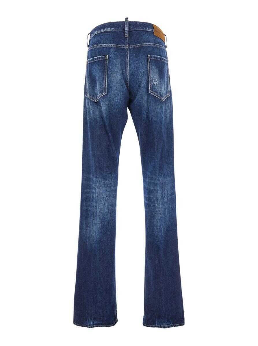 Blugi DSQUARED2 The American Blue Jeans With Logo Patch On The Rear And Faded Effect In Denim Man BLUE Barbati (BM 19060848) 2