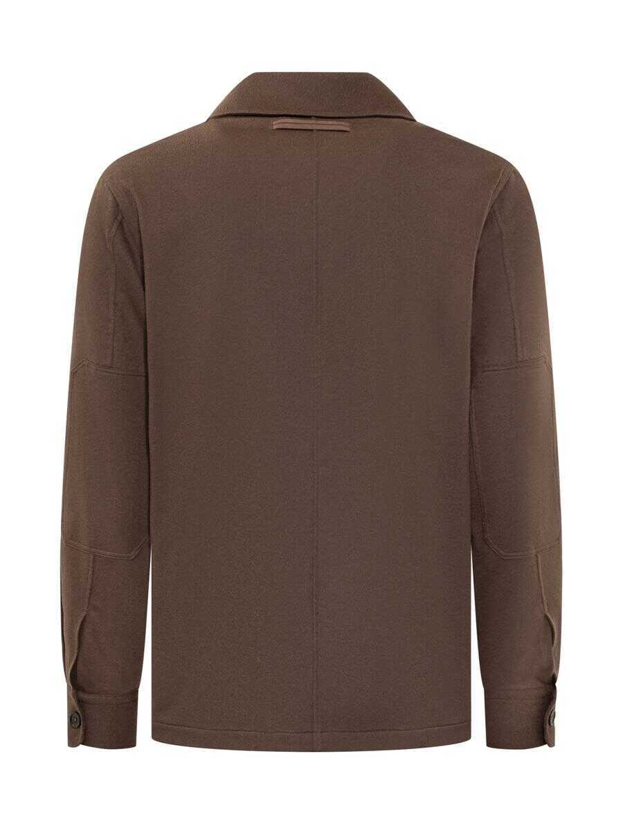 Camasi ZEGNA Zegna Zegna Overshirt In Brown Wool BROWN Barbati (BM 19061223) 2