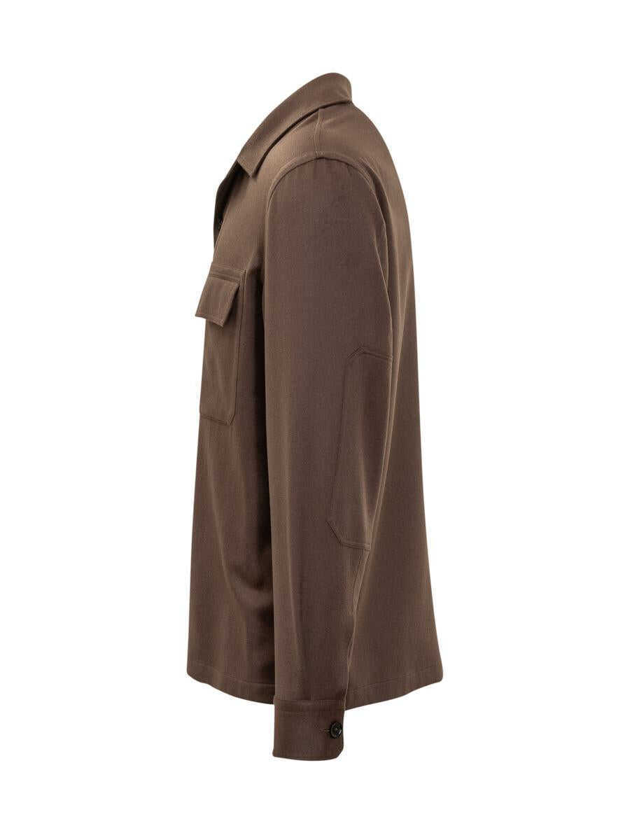 Camasi ZEGNA Zegna Zegna Overshirt In Brown Wool BROWN Barbati (BM 19061223) 3