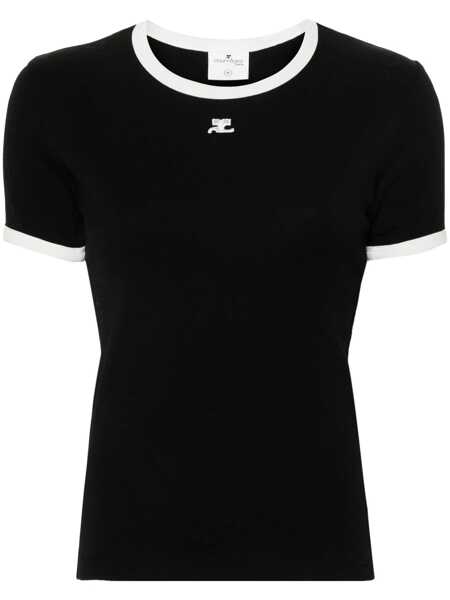 Tricouri COURRGES Courrges T-Shirt Signature Contrast BLACK/HERITAGE WHITE Femei (BM 19061343) 1