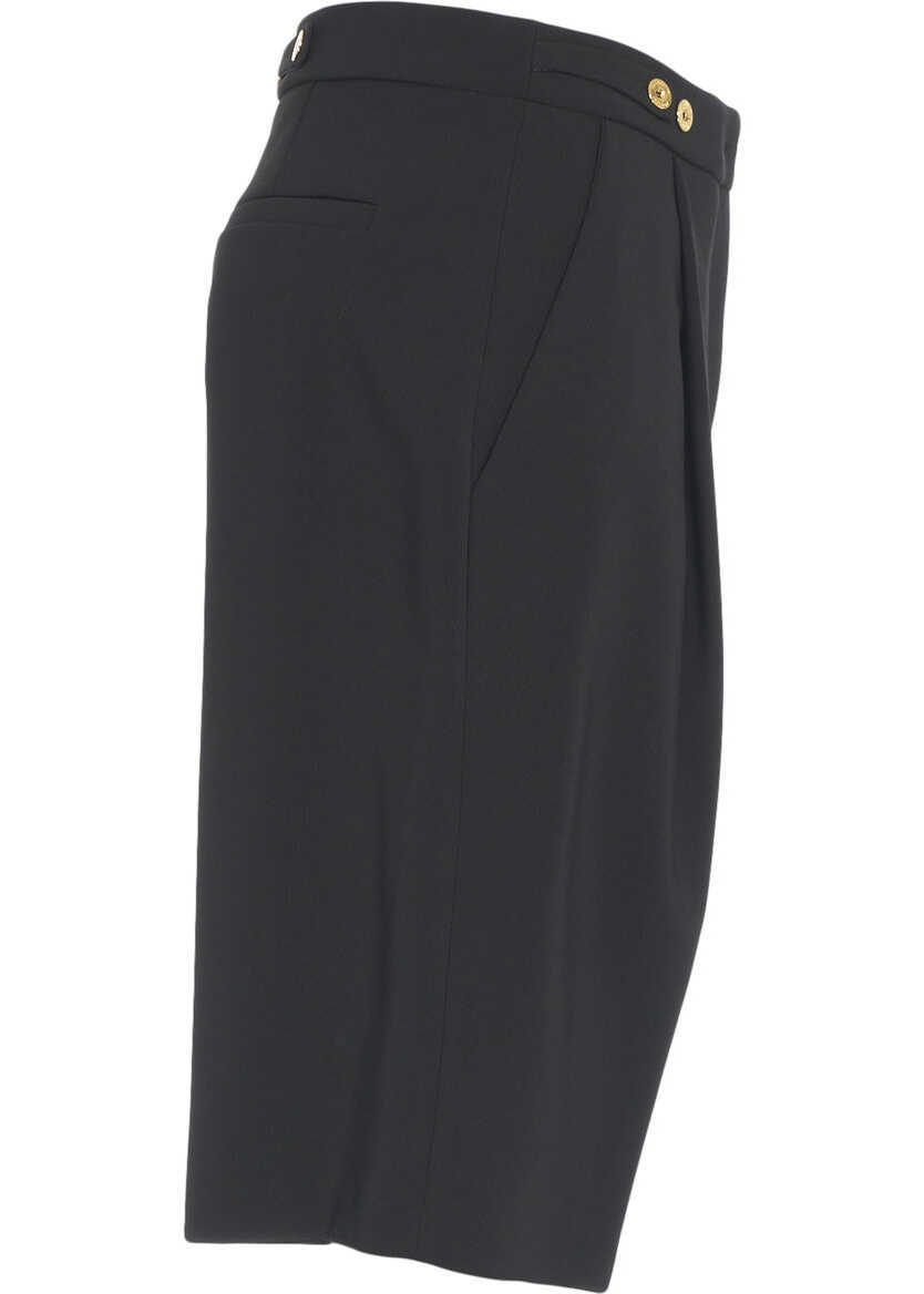 Pantaloni casual Elisabetta Franchi Bermuda shorts with decorative buttons Black Femei (BM 19062118) 3