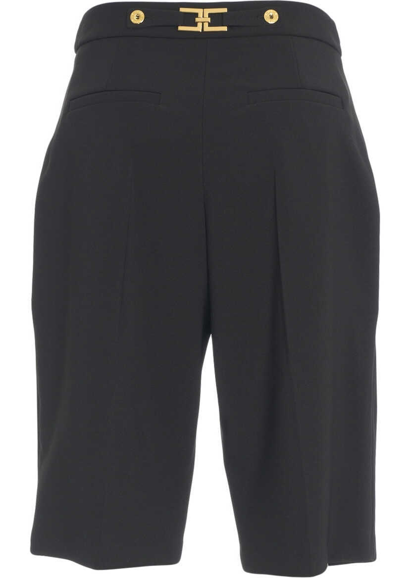 Pantaloni casual Elisabetta Franchi Bermuda shorts with decorative buttons Black Femei (BM 19062118) 4