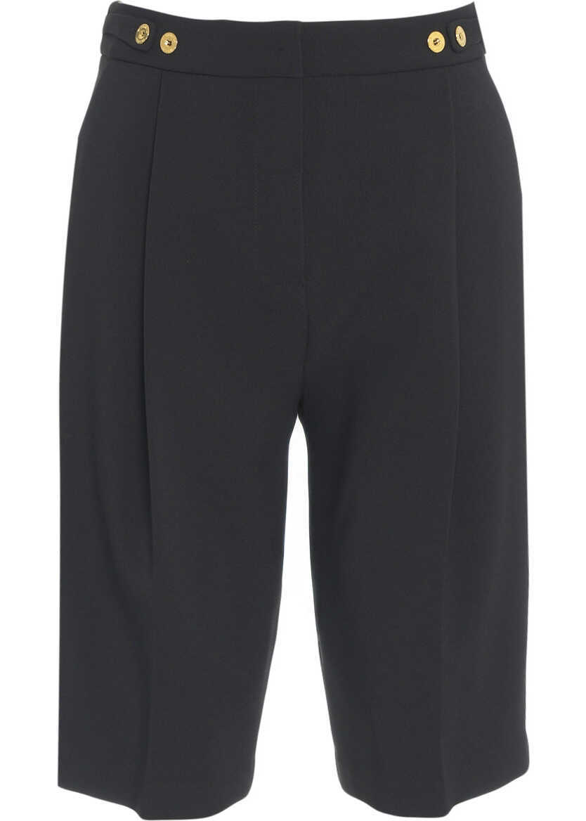 Pantaloni casual Elisabetta Franchi Bermuda shorts with decorative buttons Black Femei (BM 19062118) 1