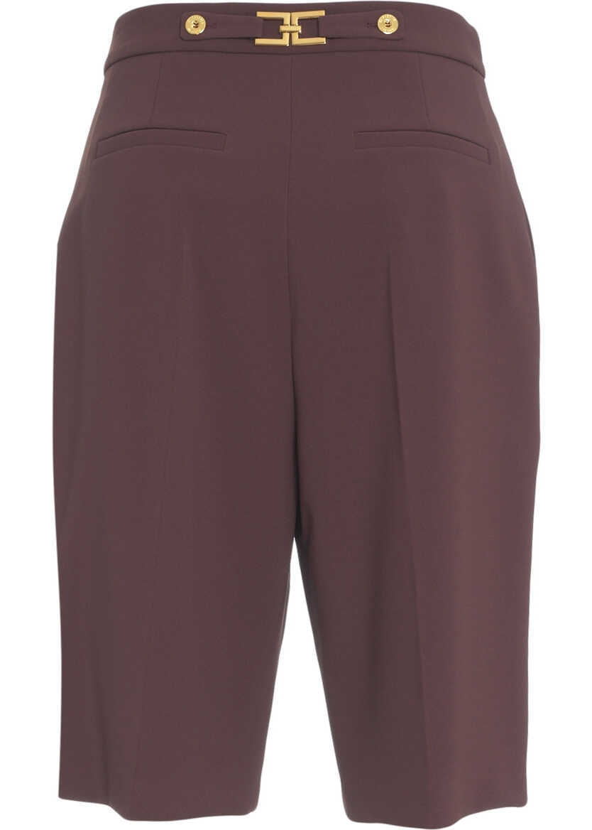 Pantaloni casual Elisabetta Franchi Bermuda shorts with decorative buttons Red Femei (BM 19062118) 4