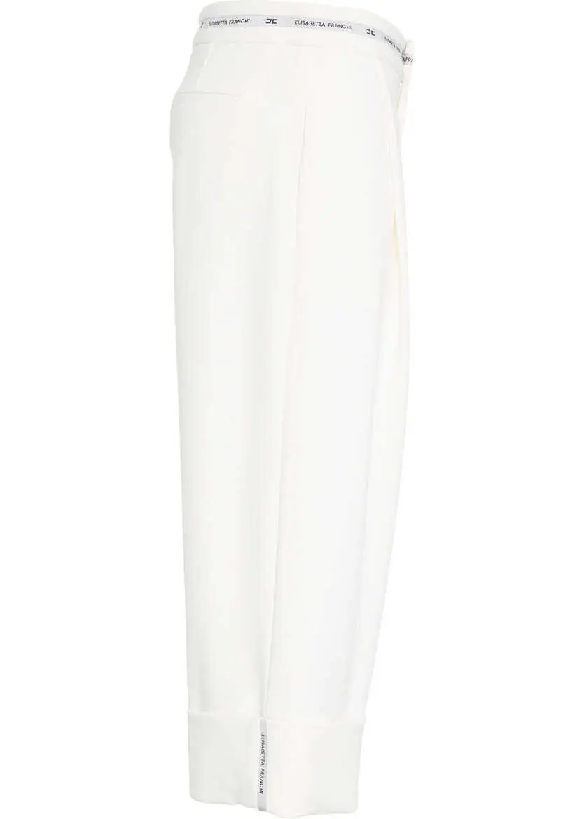 Pantaloni casual Elisabetta Franchi Bermuda shorts in crepe White Femei (BM 19062121) 3