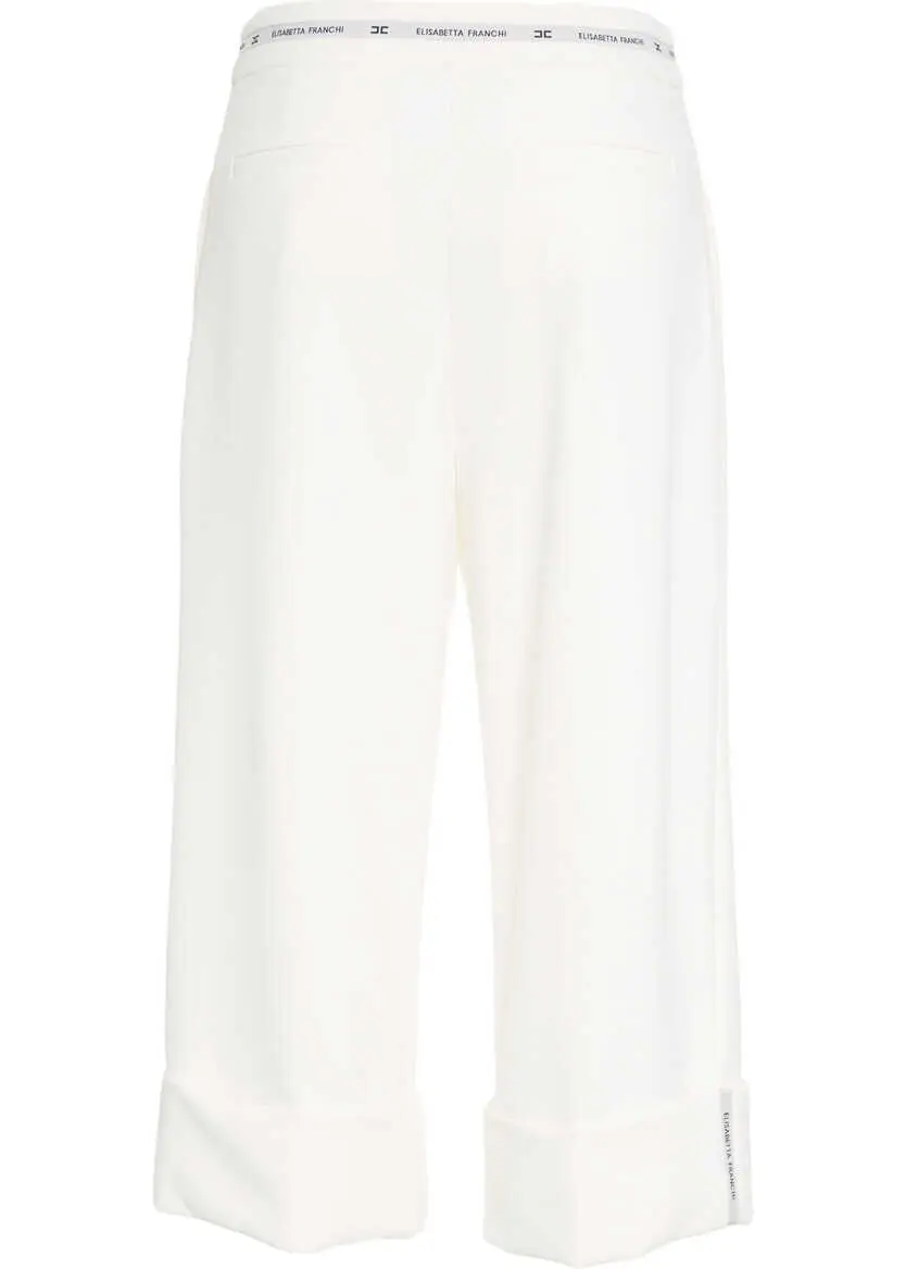 Pantaloni casual Elisabetta Franchi Bermuda shorts in crepe White Femei (BM 19062121) 4