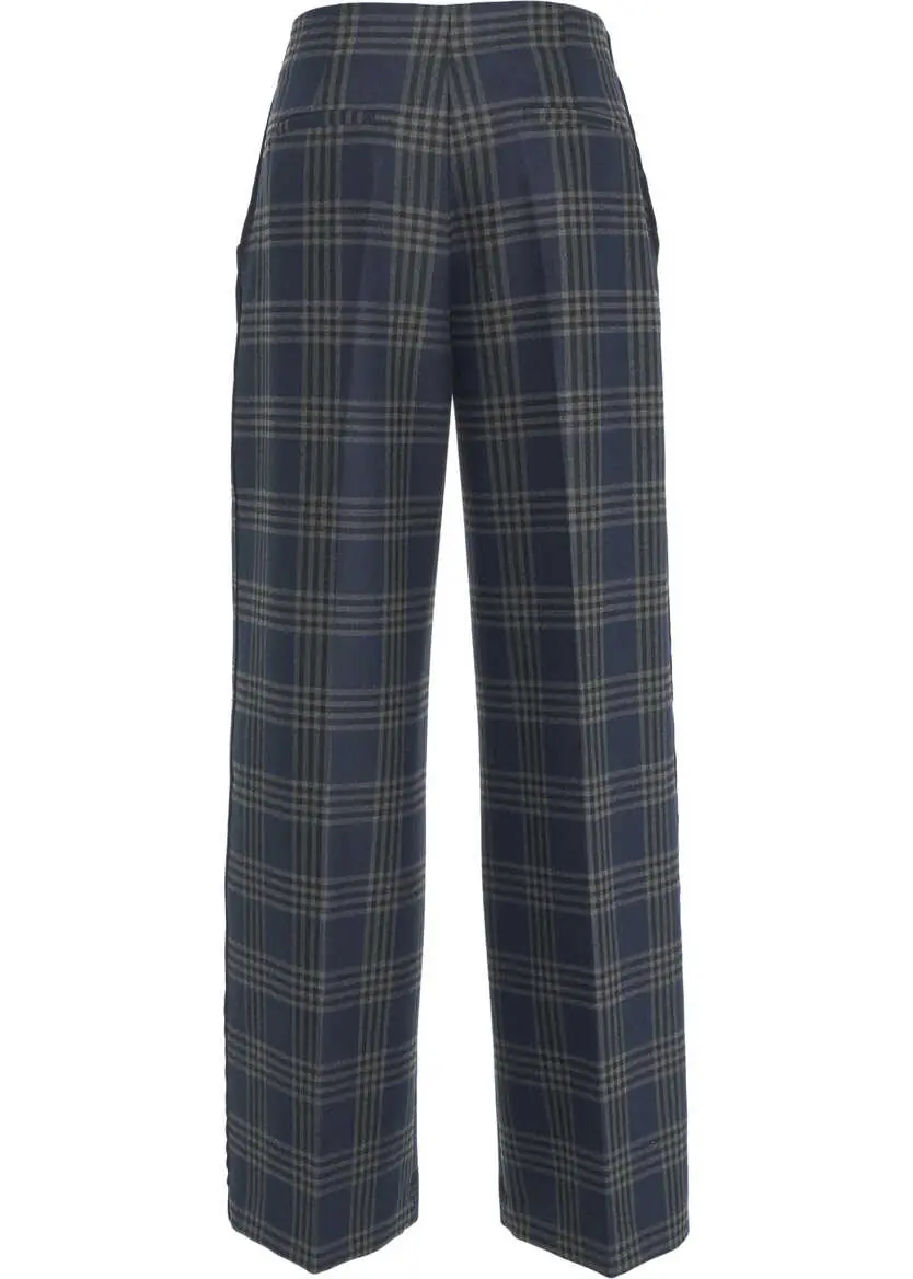 Pantaloni casual Otto d ame Glencheck pants Blue Femei (BM 19062136) 4