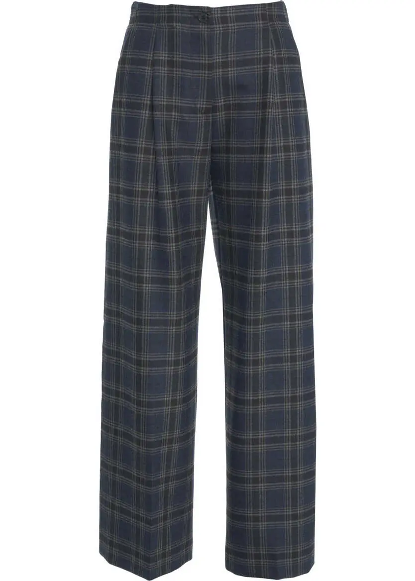 Pantaloni casual Otto d ame Glencheck pants Blue Femei (BM 19062136) 1