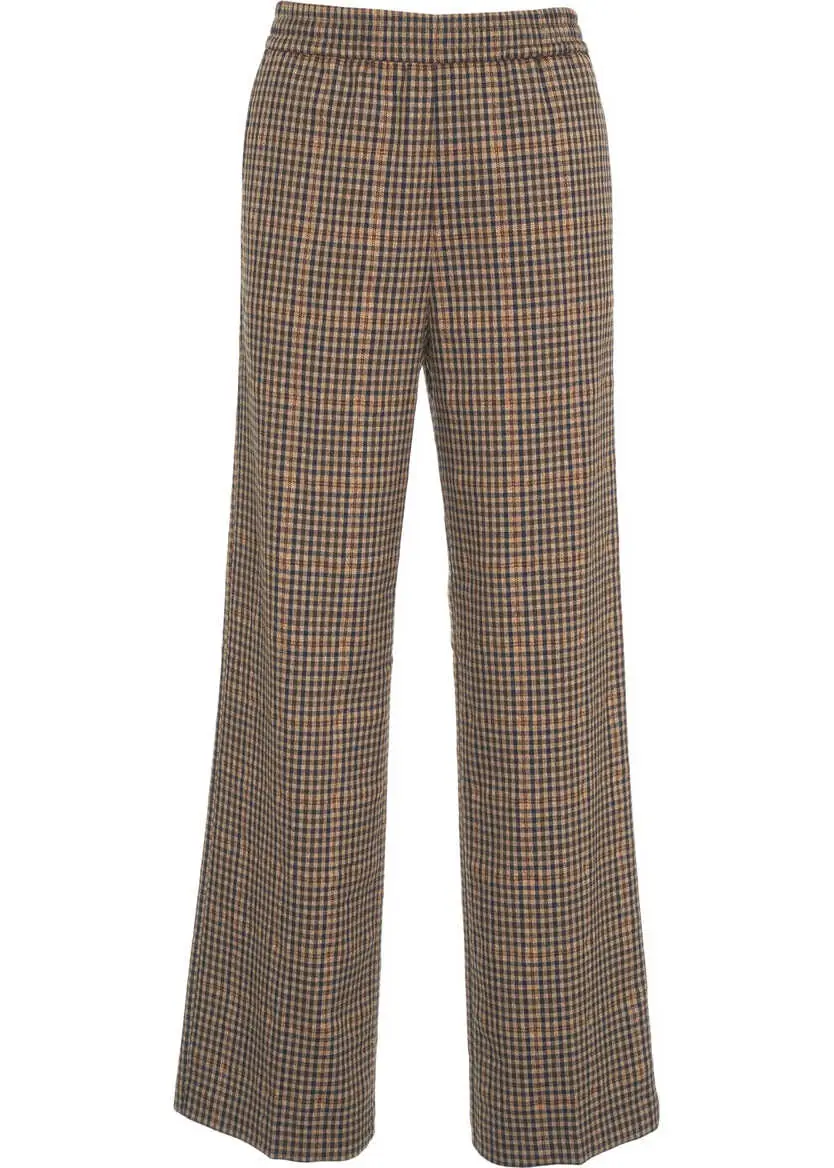 Pantaloni casual Liu Jo White Palazzo trousers checked Brown Femei (BM 19062205) 2