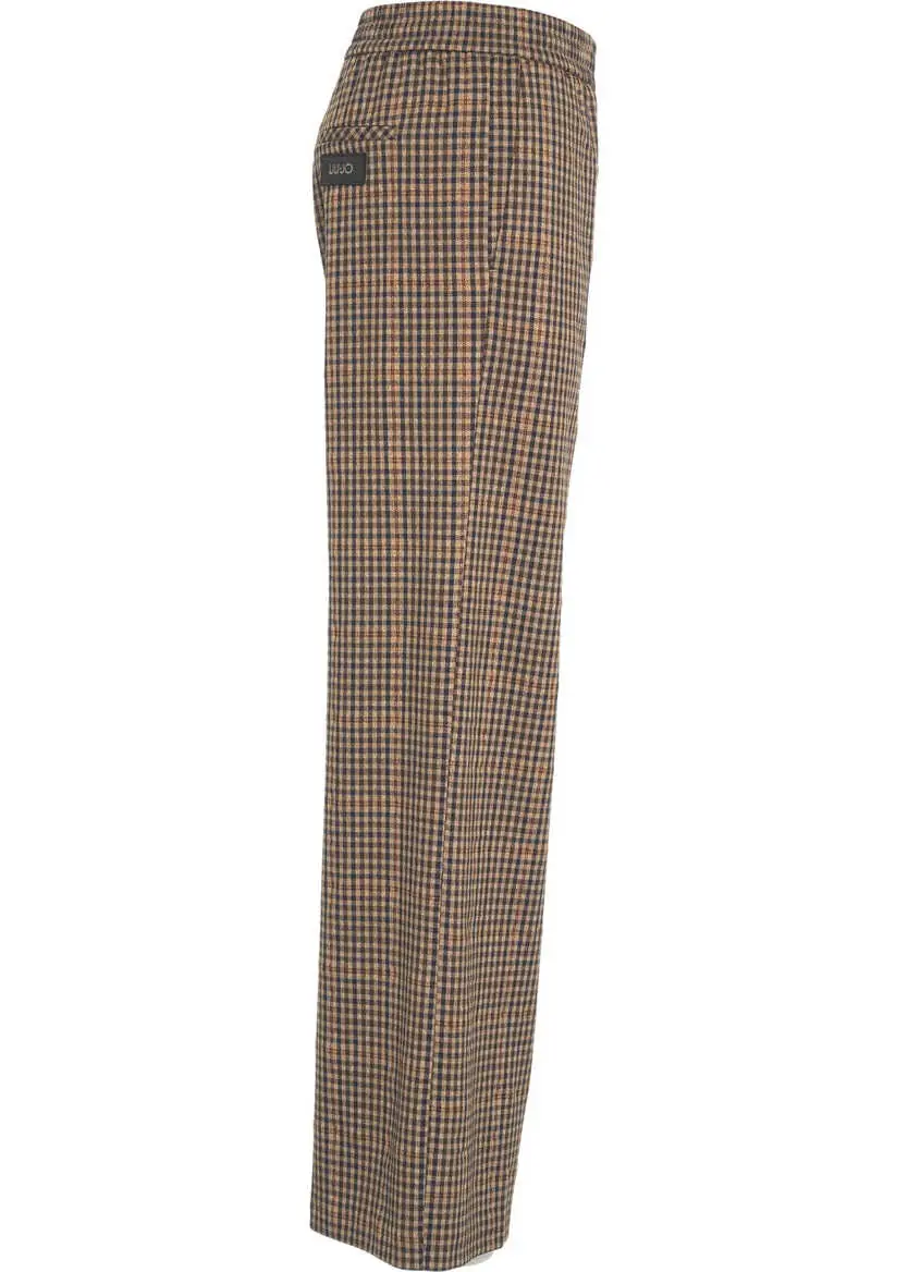 Pantaloni casual Liu Jo White Palazzo trousers checked Brown Femei (BM 19062205) 3