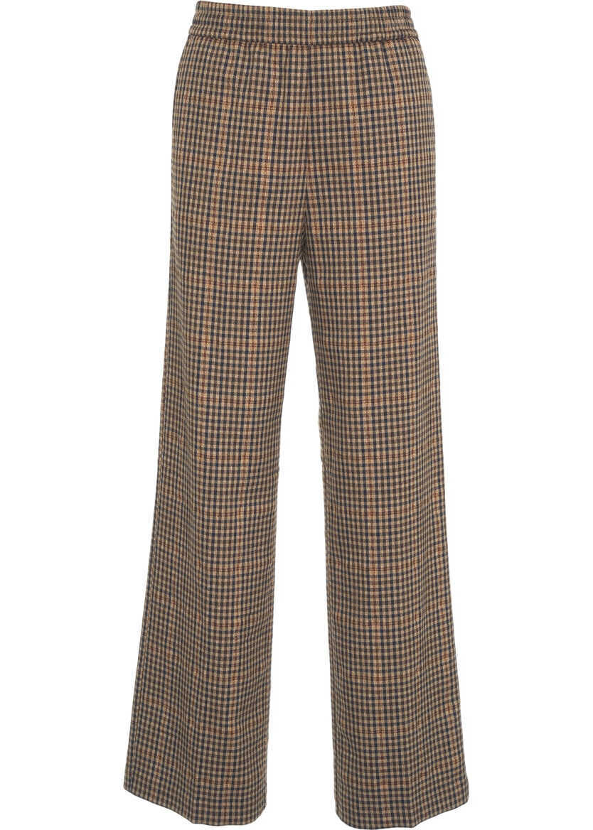 Pantaloni casual Liu Jo White Palazzo trousers checked Brown Femei (BM 19062205) 1