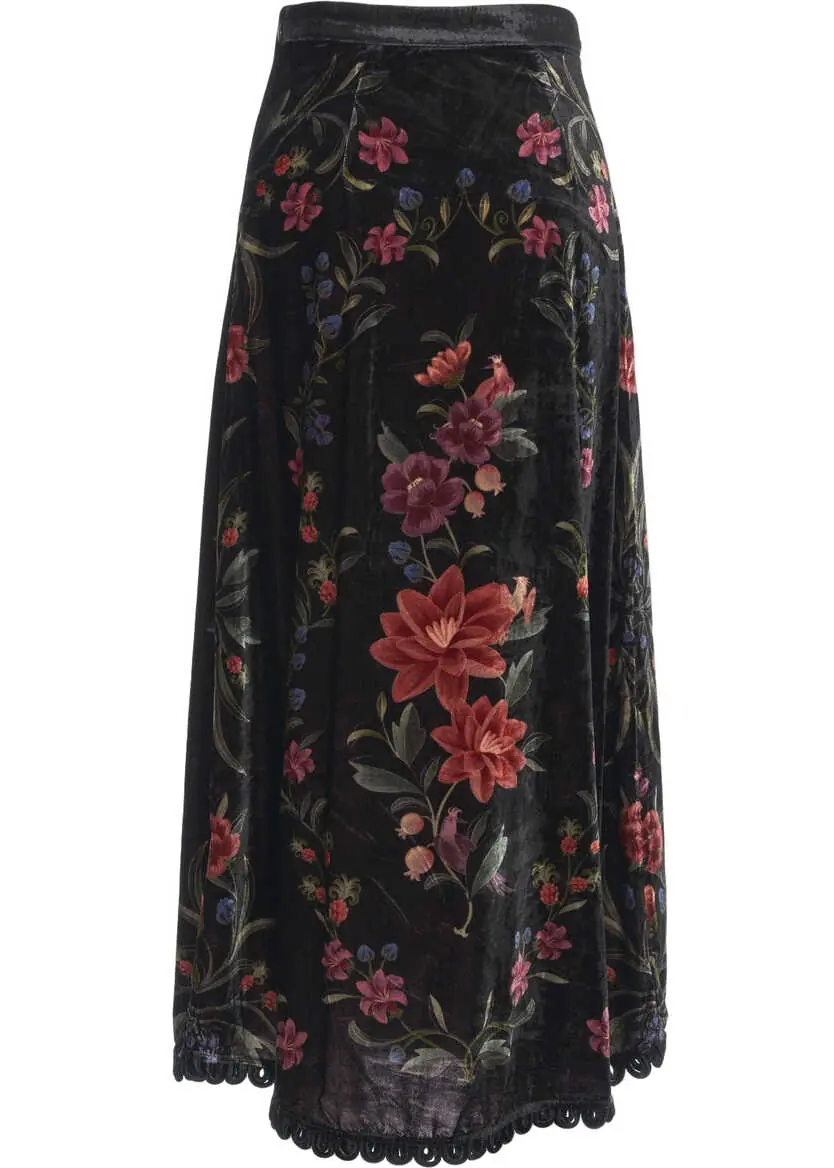 Fuste lungi Farmrio Velvet skirt with floral print Black Femei (BM 19062214) 4