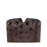 Topuri Alberta Ferretti Alberta Ferretti Brown Bustier Top With Jeweled Embroidery Femei