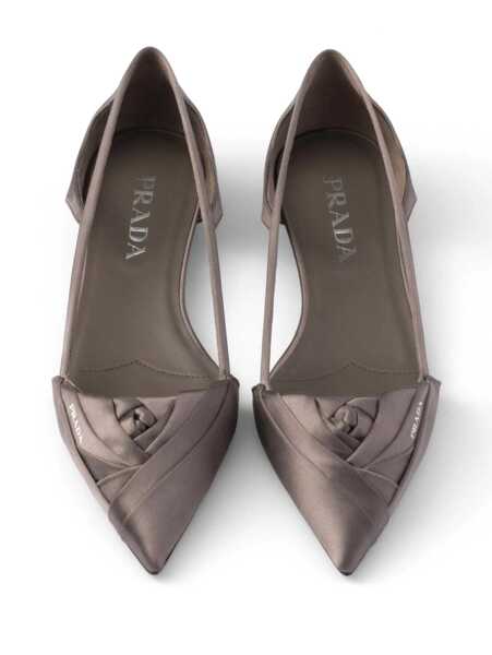 Balerini Prada Prada Satin Ballet Flats GREY Femei (BM 19064022) 4