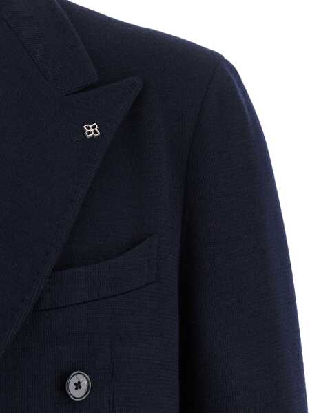Sacouri Tagliatore Black Double-Breasted Jacket With Peak Revers In Cotton Jersey Man BLUE Barbati (BM 19064226) 3