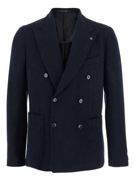 Sacouri Tagliatore Black Double-Breasted Jacket With Peak Revers In Cotton Jersey Man BLUE Barbati (BM 19064226) 1