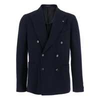 Sacouri Black Double-Breasted Jacket With Peak Revers In Cotton Jersey Man Barbati