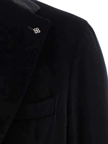 Geci Tagliatore Black Single-Breasted Jacket With Notched Revers In Velvet Man Black Barbati (BM 19064235) 3