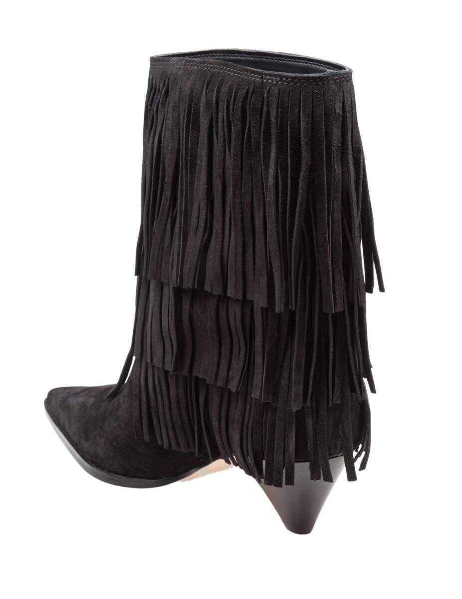 Bocanci Michael Kors Michael Kors Suede Ankle Boot With Fringe Black Femei (BM 19065048) 3