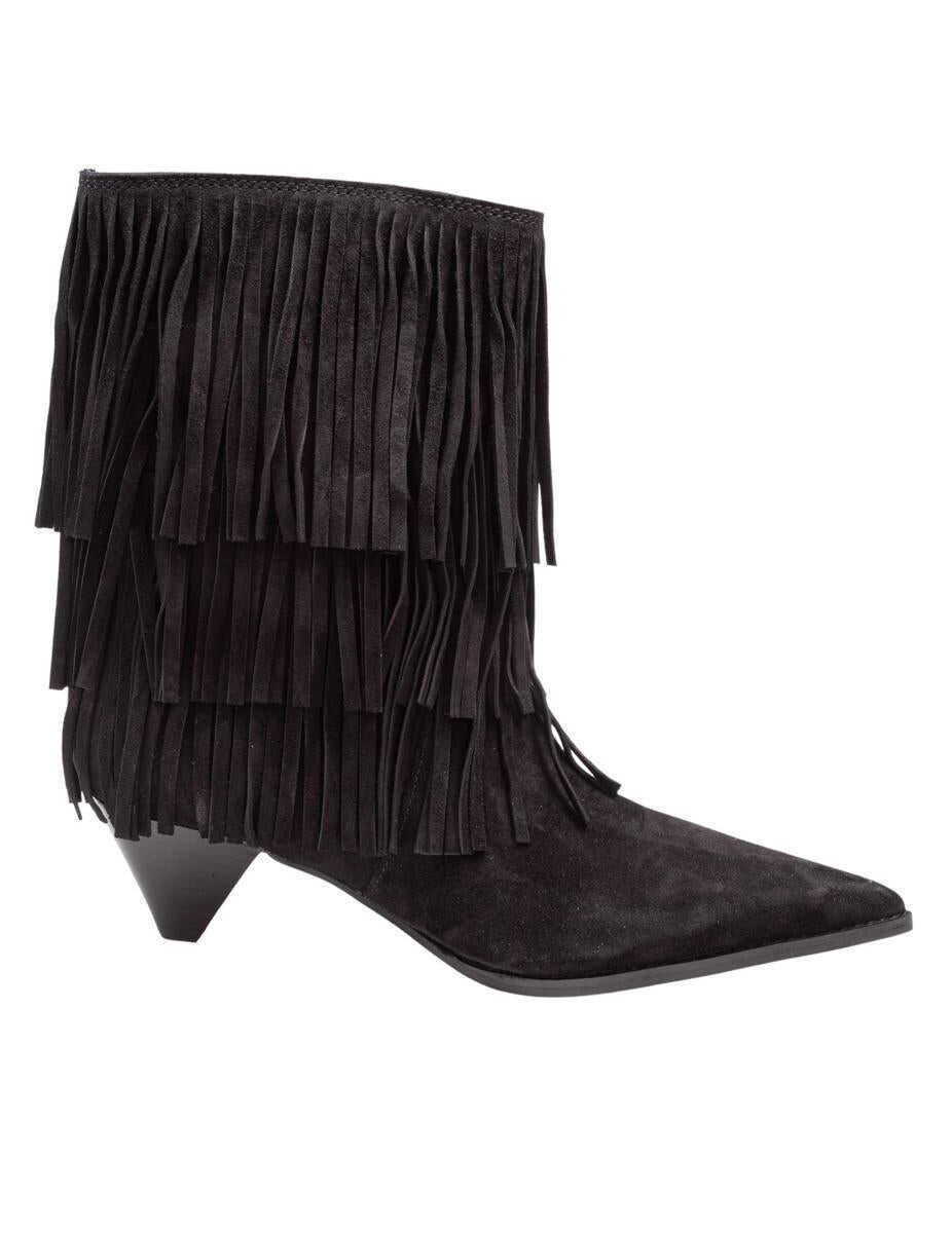Bocanci Michael Kors Michael Kors Suede Ankle Boot With Fringe Black Femei (BM 19065048) 1