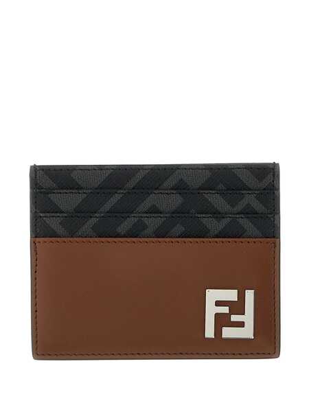 Portofele Fendi Fendi Ff Squared Leather Card Holder BROWN Barbati (BM 19065753) 1