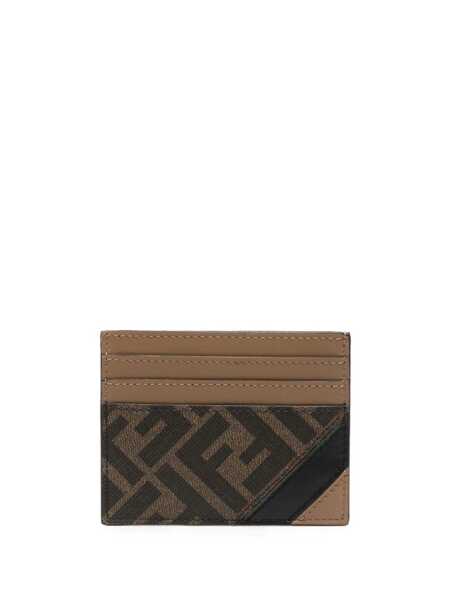 Portofele Fendi Fendi Coated Canvas Card Holder Beige Barbati (BM 19065756) 1