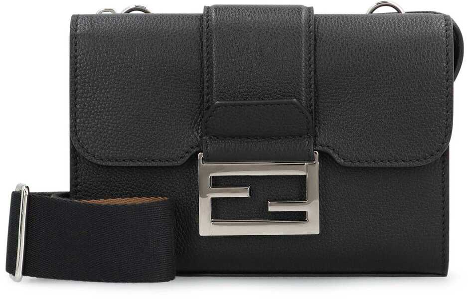 Genti de umar Fendi Fendi Baguette Double Leather Crossbody Bag Black Barbati (BM 19065786) 2