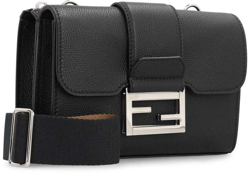 Genti de umar Fendi Fendi Baguette Double Leather Crossbody Bag Black Barbati (BM 19065786) 3