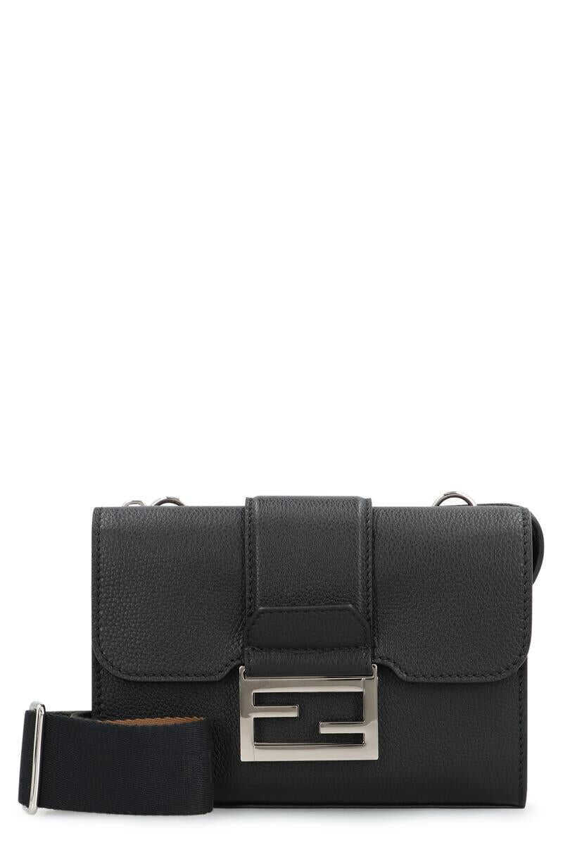 Genti de umar Fendi Fendi Baguette Double Leather Crossbody Bag Black Barbati (BM 19065786) 1