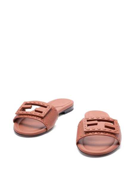 Sandale Fendi Fendi Baguette Leather Slides BROWN Femei (BM 19066311) 2