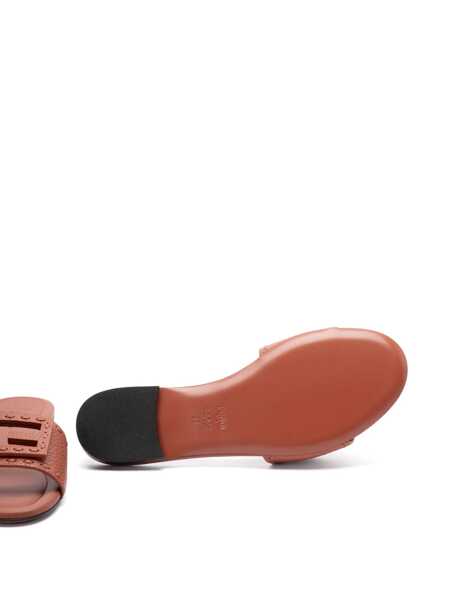 Sandale Fendi Fendi Baguette Leather Slides BROWN Femei (BM 19066311) 4