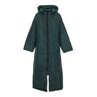 Geci de iarna Green Down Jacket With Fixed Hood And Long Design In Tech Fabric Woman Femei