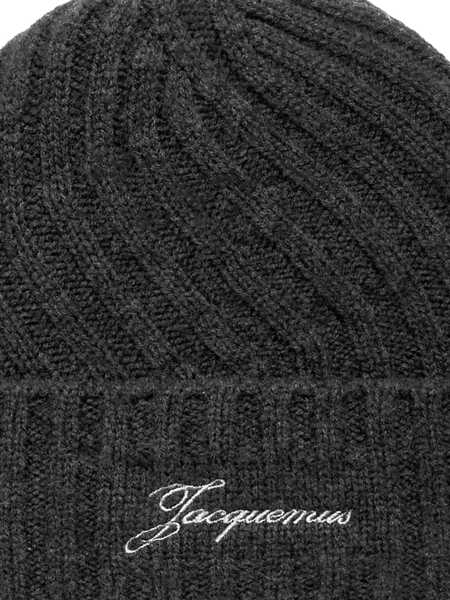 Caciuli JACQUEMUS Le Bonnet Tourni Grey Beanie With Turn-Up Brim And Logo Lettering On The Front In Wool Man GREY Barbati (BM 19066533) 3