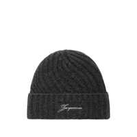 Caciuli 'Le Bonnet Tourni' Grey Beanie With Turn-Up Brim And Logo Lettering On The Front In Wool Man Barbati