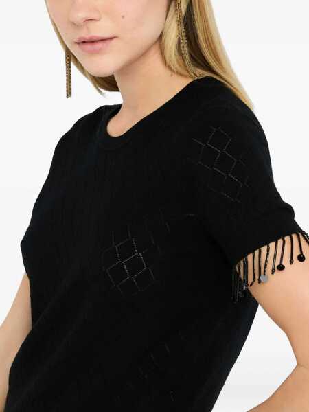 Pulovere Liu Jo Liu Jo Sweater With Openwork Pattern And Beads Black Femei (BM 19067148) 5