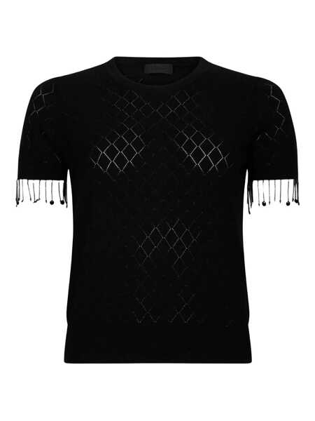 Pulovere Liu Jo Liu Jo Sweater With Openwork Pattern And Beads Black Femei (BM 19067148) 1