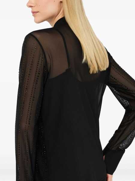 Camasi Liu Jo Liu Jo Shirt With Tulle Layer Black Femei (BM 19067151) 5